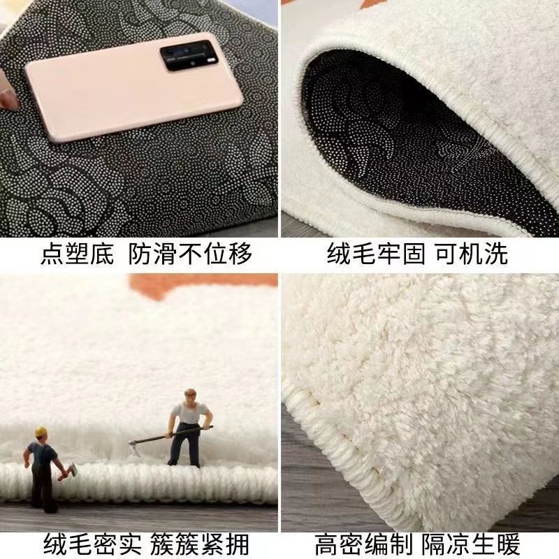 Thảm Trải Sàn Hình Tròn Bằng Lông Nhung Cashmere Nhân Tạo Dày Dặn Họa Tiết Hoạt Hình