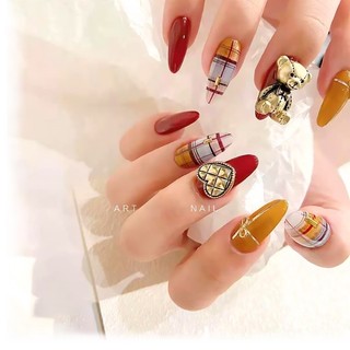 Set 10 charm gấu,charm tim đồng size to trang trí móng