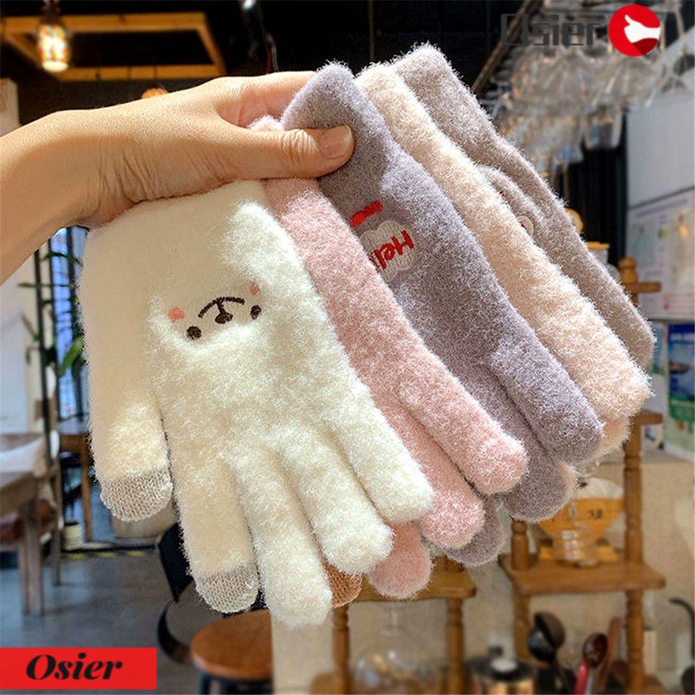 Găng Tay Len Cashmere Dệt Kim Dày Dặn Có Thể Dùng Màn Hình Cảm Ứng 1 Cái Cho Nữ