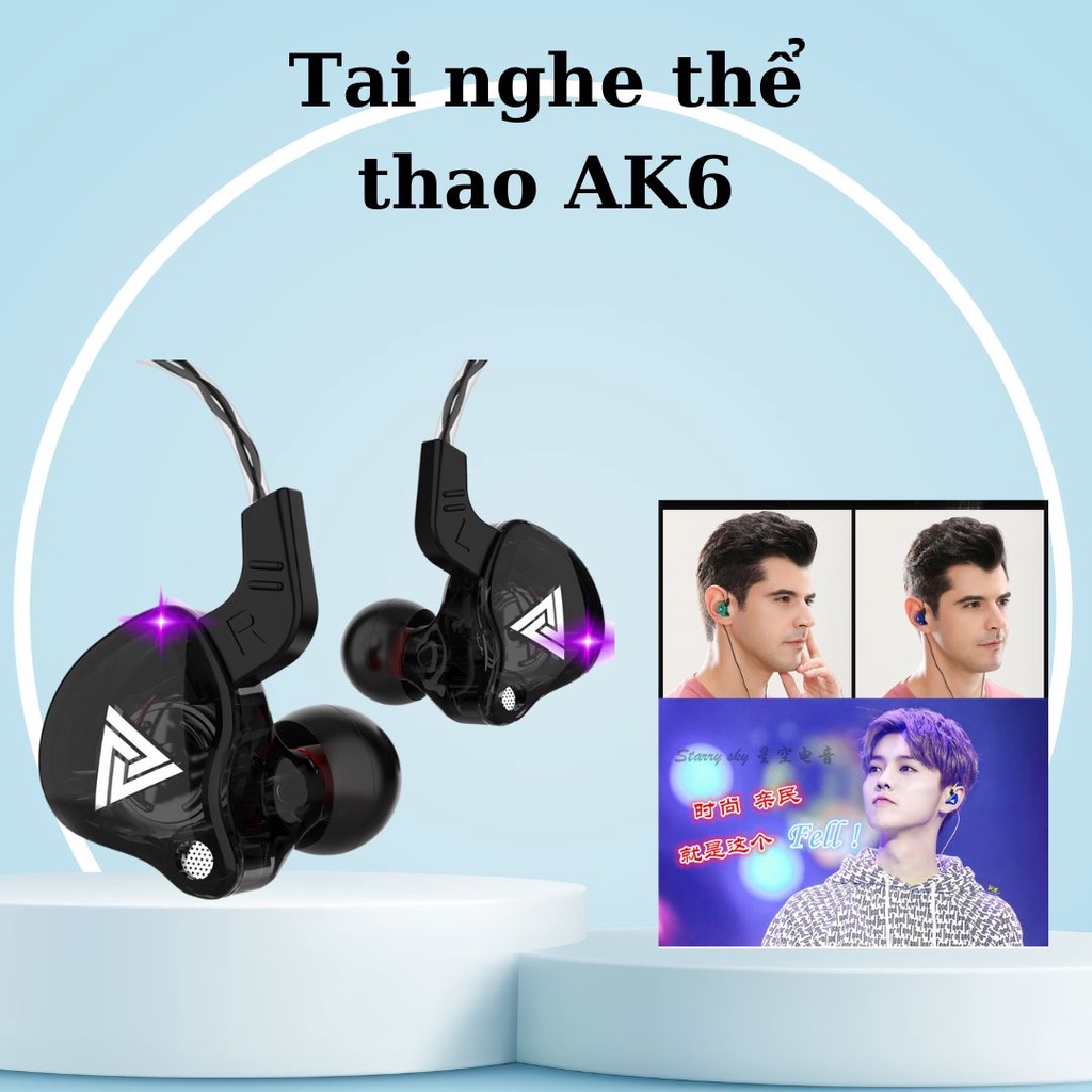 Tai nghe AK6 nhét tai giảm tiếng ồn giắc 3.5mm có micro âm bass cực mạnh, chơi game nghe nhạc đỉnh cao