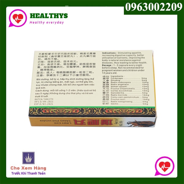 Linh Chi Tăng Phì Hoàn Malaysia 36 Viên/Hộp - Hỗ Trợ Tăng Cân Cho Người Gầy