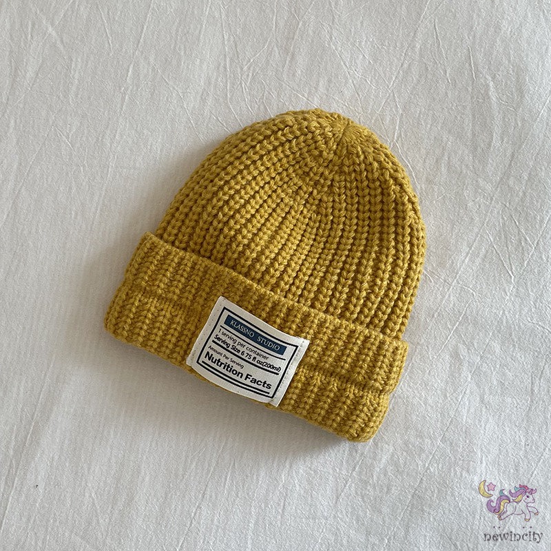 Mũ Beanie Dệt Kim Co Giãn In Chữ Thời Trang Hàn Quốc Cho Bé