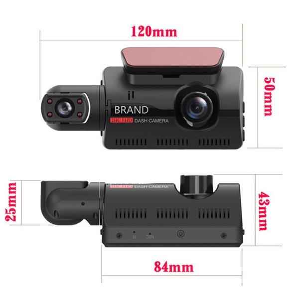 Camera hành trình ô tô 360 độ, 2 camera ghi âm ghi hình 1080P hồng ngoại ban đêm siêu nét, màn hình 3inch