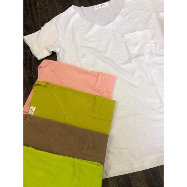 ÁO THUN CỔ TIM GỖ TÚI COTTON 100%