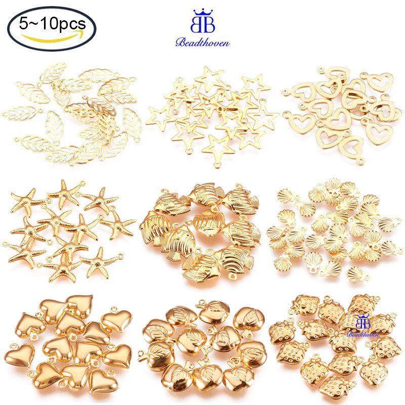 10 Mặt Dây Chuyền Hình Ngôi Sao Bằng Thép Không Gỉ 304 14.5x12.5x0.6mm: 1.2mm