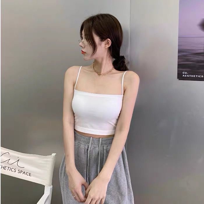 Áo bra cotton 2 dây kèm đệm ngực dáng croptop 1803 | BigBuy360 - bigbuy360.vn