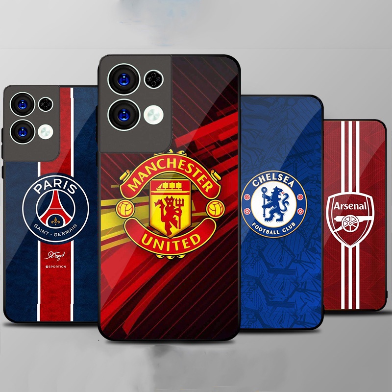 Ốp Lưng OPPO RENO 8 4G, RENO 8 5G, RENO 8Z 5G Lưng Kính Cường Lực Cao Cấp, In HÌnh CLB Bóng Đá