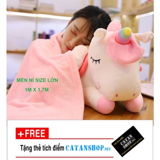 Bộ chăn gối văn phòng, Gối mền kỳ lân 3 trong 1 unicorn ngựa 1 sừng siêu cute, nỉ nhung cực mịn
