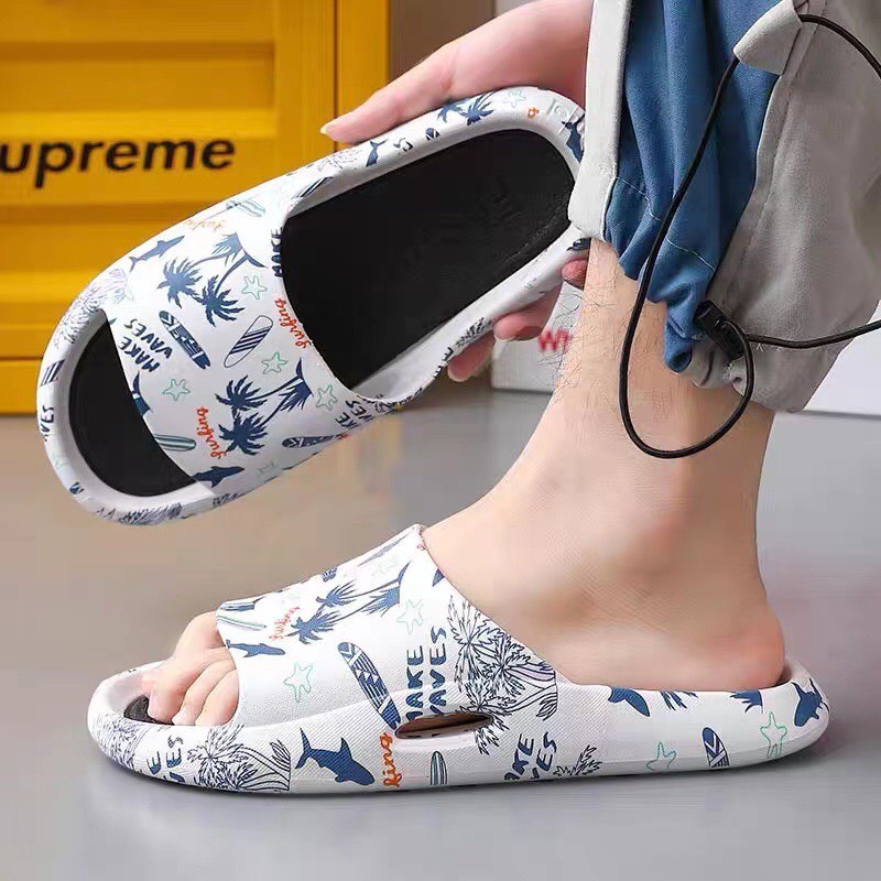 Dép quai ngang nam và nữ đế đúc nguyên khối thời trang hình bãi biển cực phẩm 2023