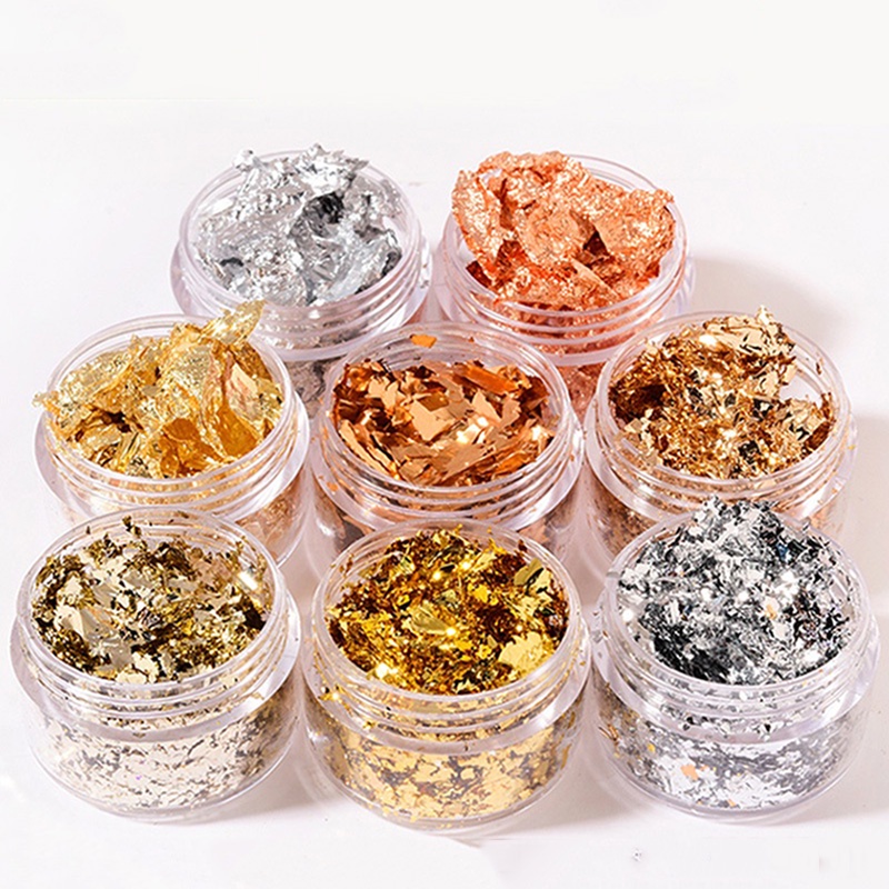 Hộp lá Foil màu vàng/bạc lấp lánh trang trí móng tay nghệ thuật