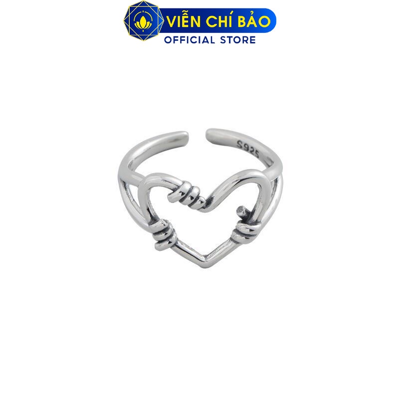 Nhẫn trái tim xoắn chất liệu bạc Thái 925 thời trang phụ kiện trang sức Viễn Chí Bảo N000593
