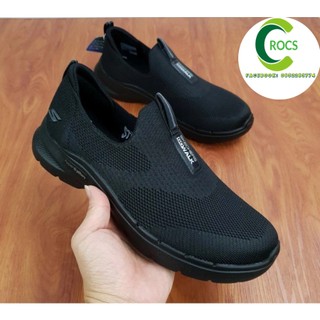 Giày thể thao skechers, giày leo núi skechers, giày chạy bộ skechers gowalk 6 gót muối tiêu cho nam màu full đen