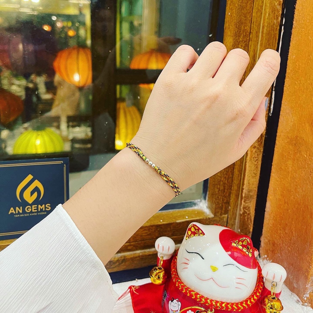 Vòng Tay Chỉ Đỏ Chỉ Ngũ Sắc May Mắn Mix Bi Bạc 925 Nam Nữ Cầu Bình An Tài Lộc May Mắn V03