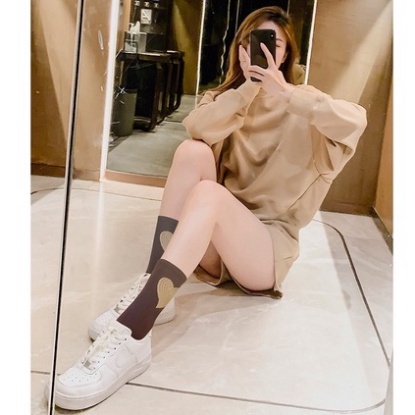 Set 6 Tất Vớ Gân Trái TimFREESHIPTất nữ cổ cao vớ nữ cổ cao vải cotton co dãn tốt