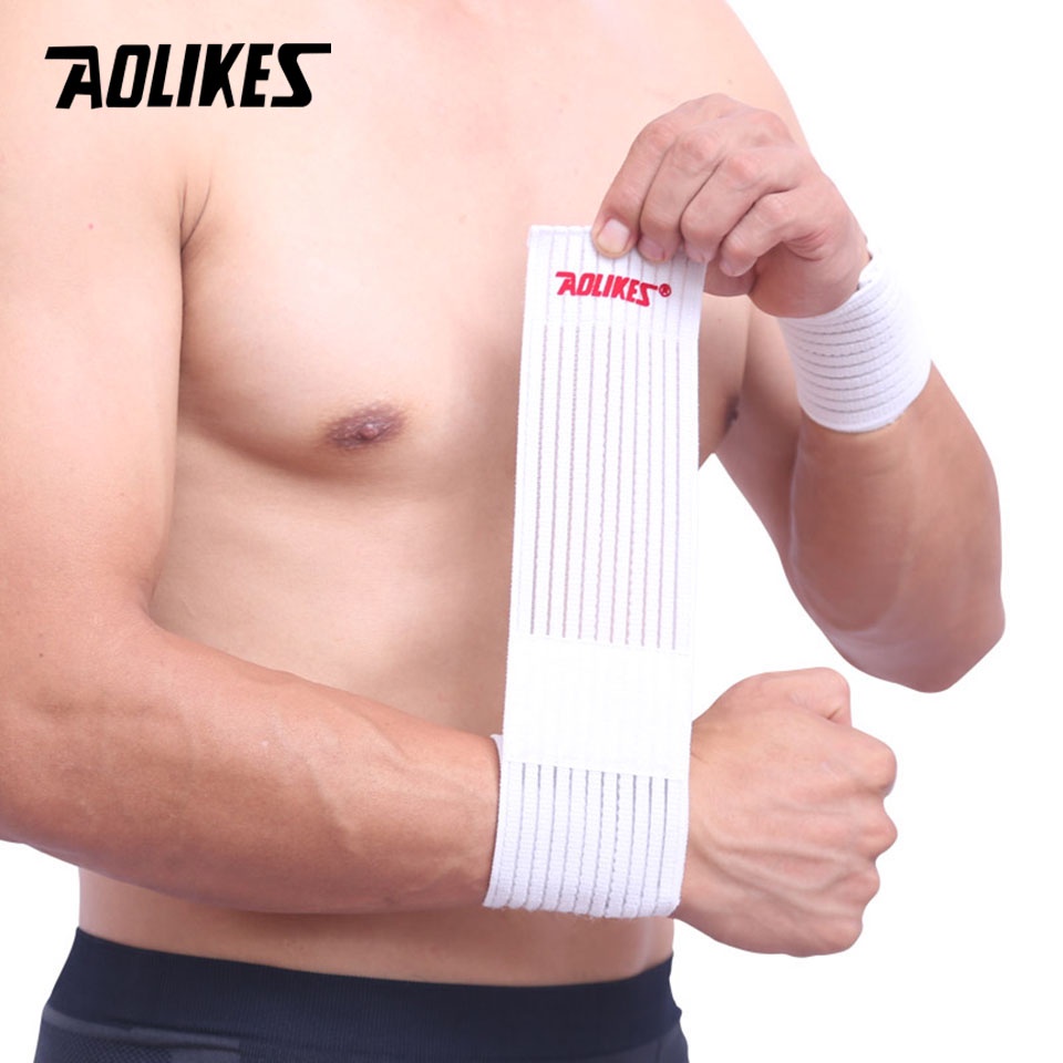 Aolikes 1 Băng Quấn Cổ Tay Vải Cotton Co Giãn Hỗ Trợ Tập Gym / Thể Thao