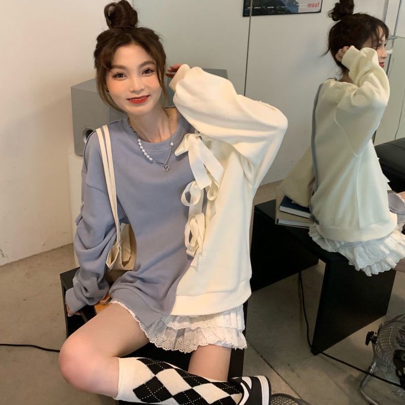 Áo Khoác Sweater Dáng Rộng Thiết Kế Không Đối Xứng Thời Trang Xuân Thu Cho Nữ