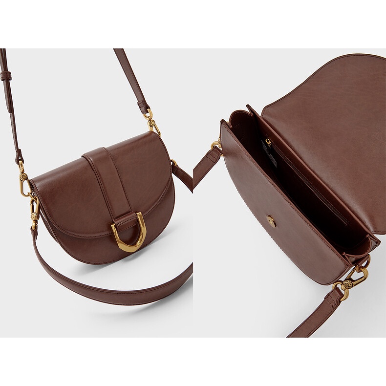 Charles and KEITH CK2-80781616 Túi Đeo Vai Phối Khóa Kim Loại Thời Trang Cho Nữ