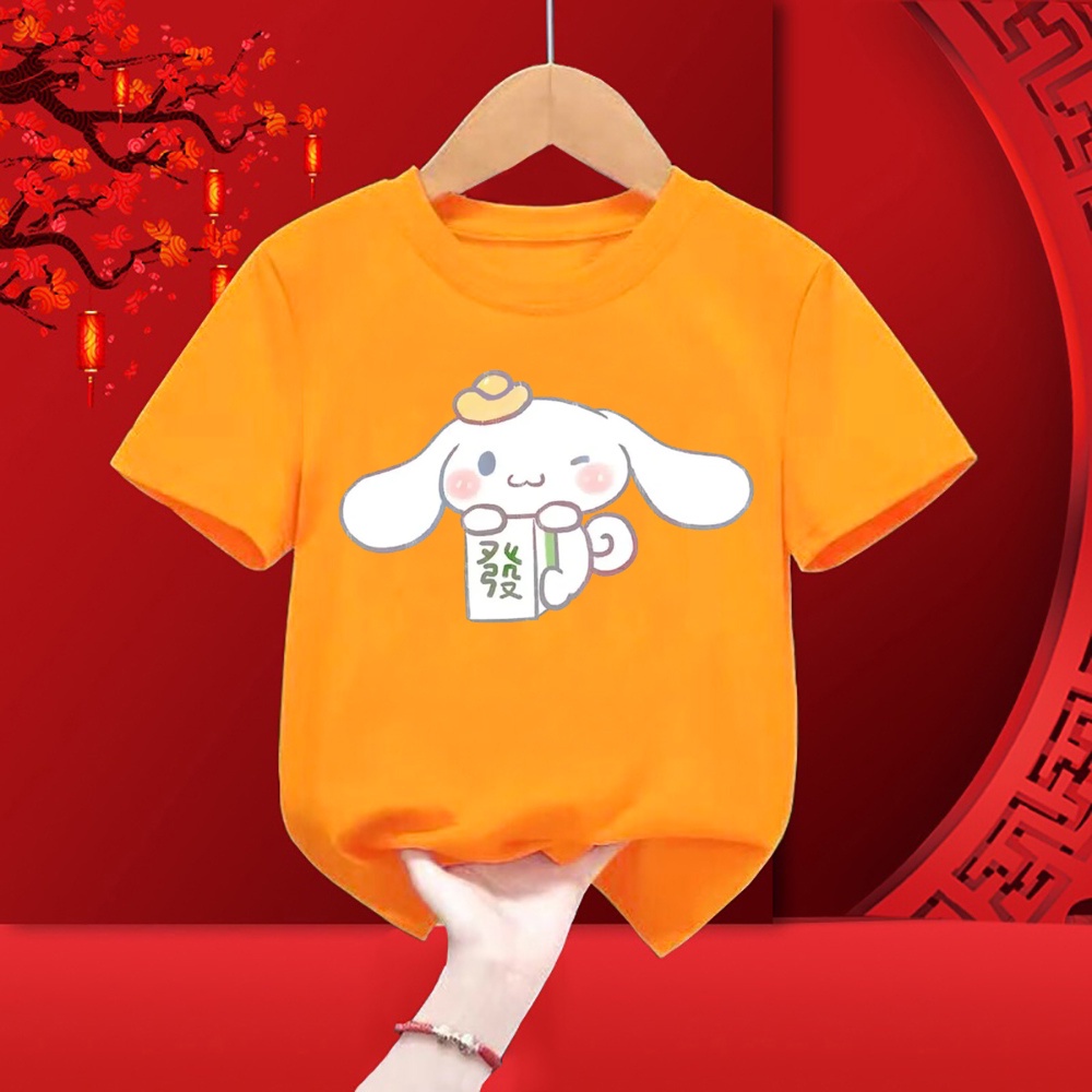 5 Màu CNY Trẻ Em Áo Unisex Cho Trẻ Em Hoạt Hình Dễ Thương Cinnamoroll In Áo Tay Ngắn Tee