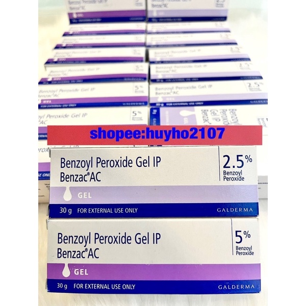 Kem Benzac AC Benzoyl Peroxide 2,5% - 5% Gel hỗ trợ giảm mụn, hết mụn viêm 30ml.
