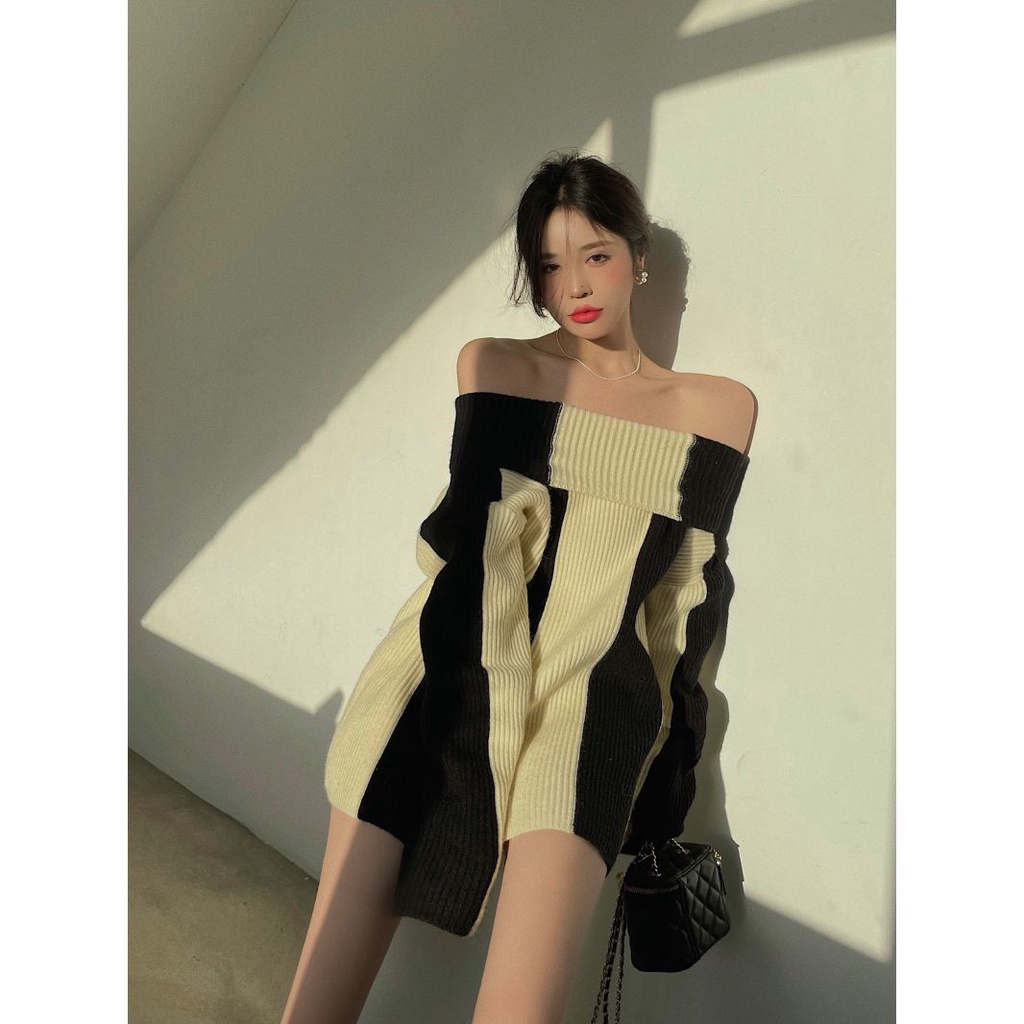 ❒♦✚Áo Sweater Lệch Vai Thời Trang Mùa Đông Hàn Quốc 2022 Dành Cho Nữ