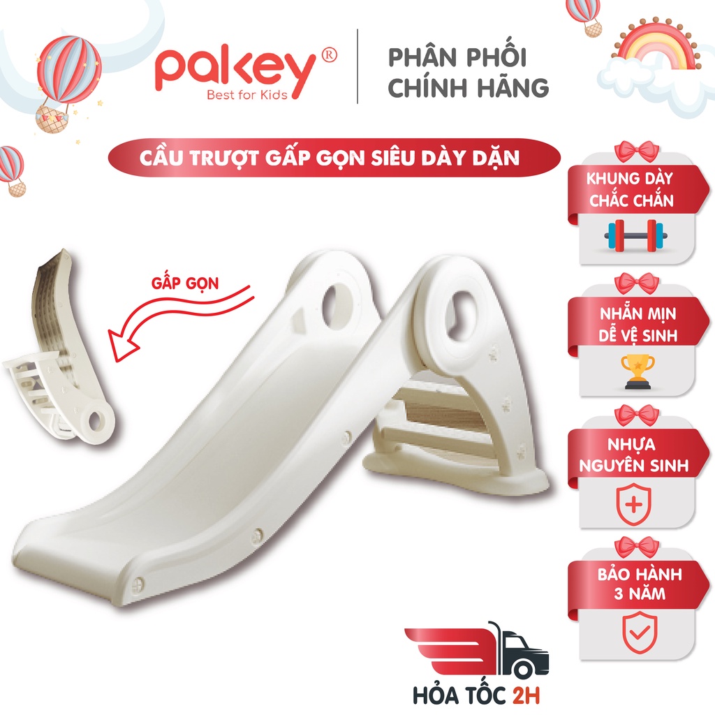 Cầu Trượt Cho Bé Gấp Gọn PAKEY- Cầu Tuột Cải Tiến Dày Dặn, Chắc Chắn - Đồ Chơi Cầu Trượt Chính Hãng Nhựa Nguyên Sinh