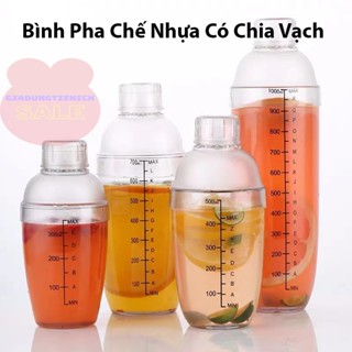 Bình lắc shaker pha chế nhựa chia vạch đen 350ml - 500ml - 700ml