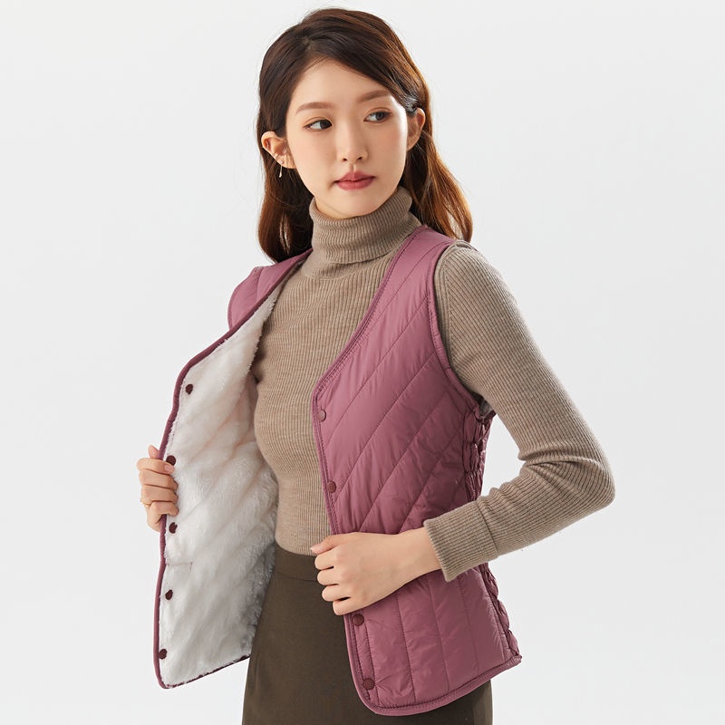 Ophao gile N Áo Ghi Lê Lót Cotton Lót Lông Cừu Giữ Nhiệt Dáng Ôm Phong Cách Hàn Quốc Thời Trang Thu Đông Mới Dành Cho Bạn Nữ