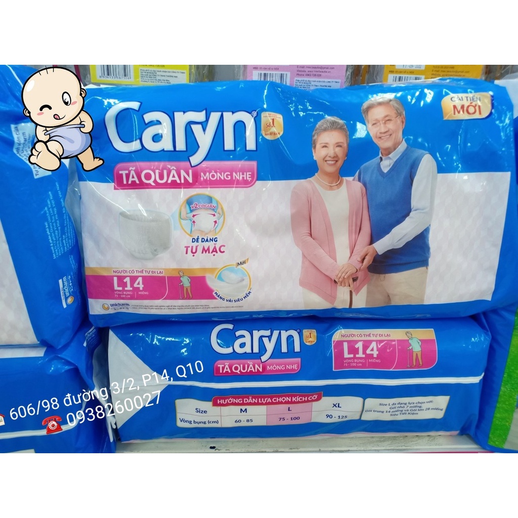 Tã quần người già Caryn M16 và L14 miếng