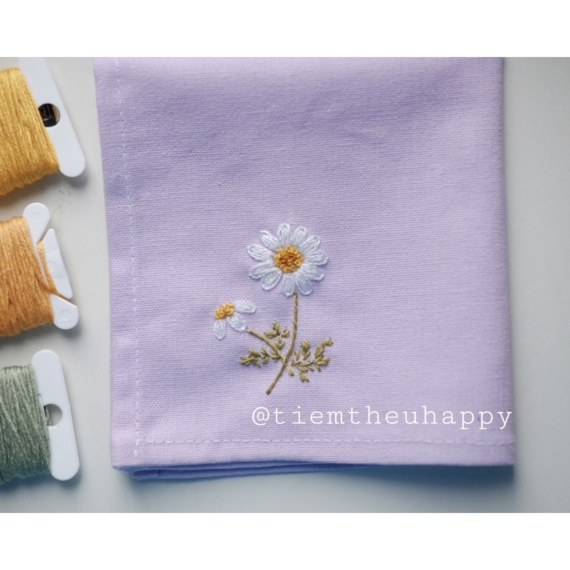 Khăn tay linen thêu tay handmade