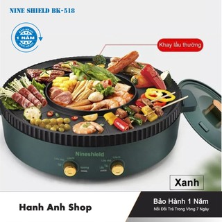 Bếp lẩu nướng đa năng 2 trong 1 kiểu hàn quốc Nine Shield BK -518 - Chính Hãng Bảo Hành 12 Tháng