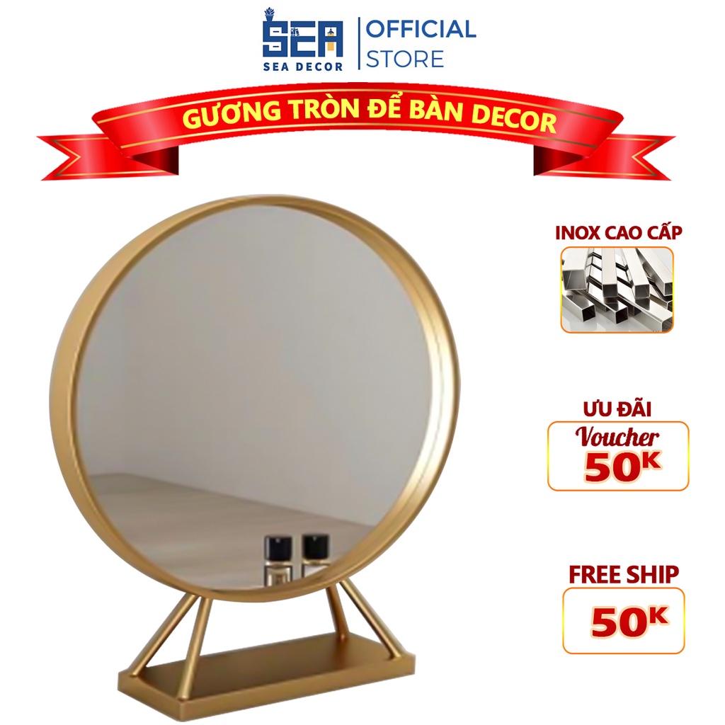 Gương Soi Trang Điểm Để Bàn SEA DECOR Có Đèn LED Cảm Ứng Siêu Bền Đẹp