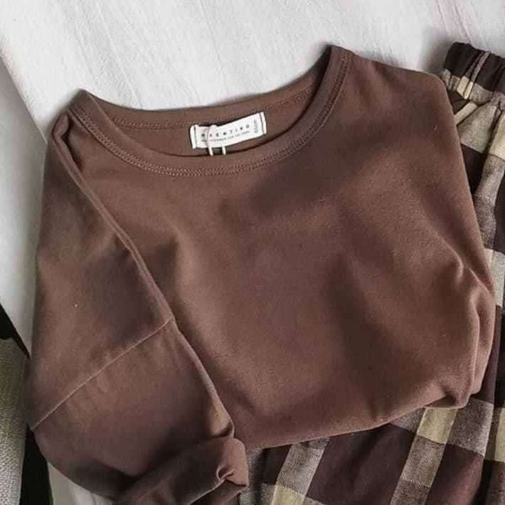 Set Áo Croptop + Quần Dài Kẻ Sọc Caro Màu Sắc retro Cho Bé