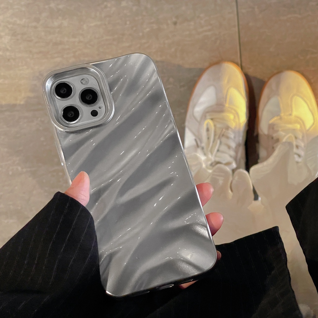 Thời Trang Ốp Điện Thoại tpu Màu Bạc Vân Hạt 3d Cho iphone 15promax 15pro 15 13 pro max 12 pro max 11 pro max 14 pro max