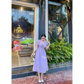 đầm cổ bèo cột nơ cổ quá xinh
