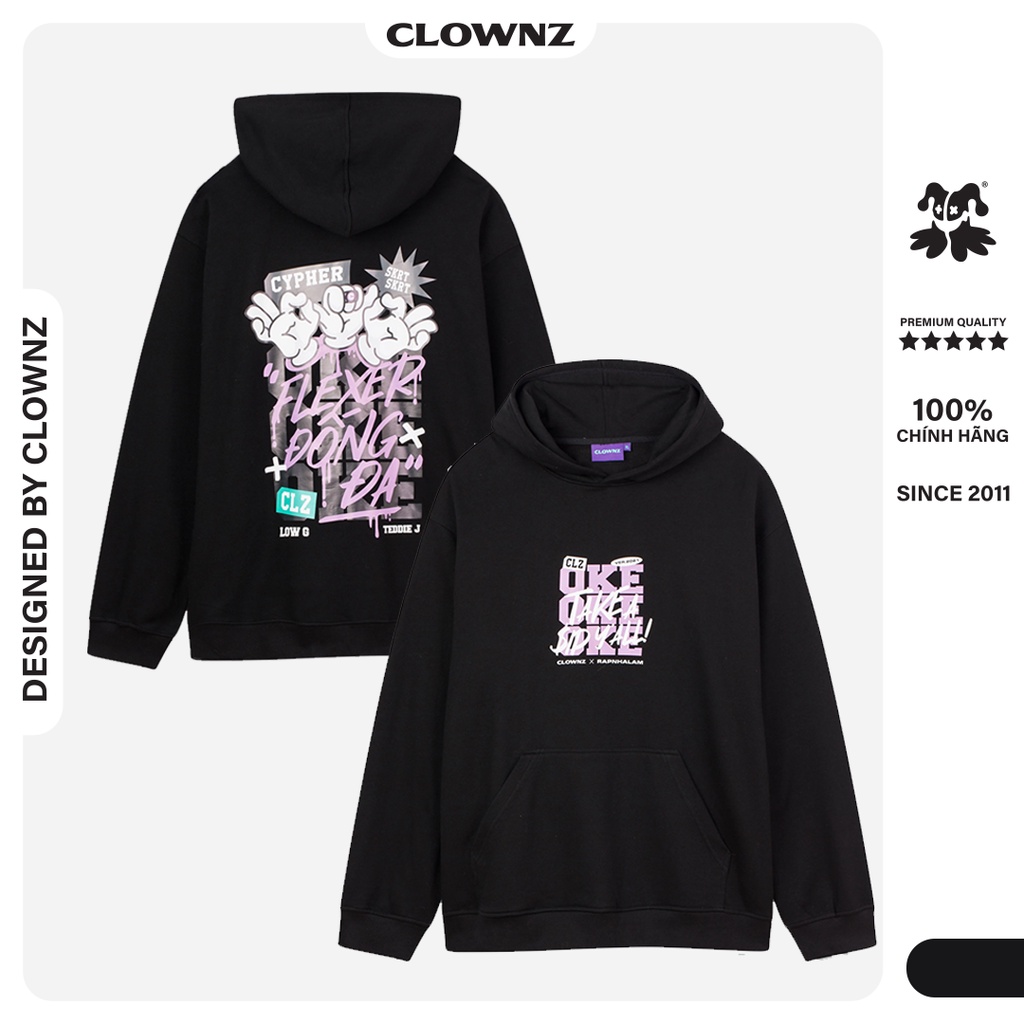 Áo khoác hoodie Clownz LowG x TeddyG local brand basic nỉ bông unisex nam nữ form rộng có mũ