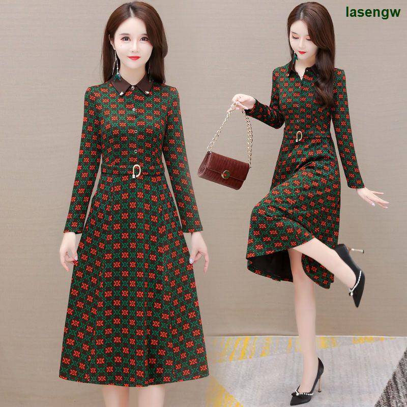 Đầm Tay Dài Lót Nhung Dày Dặn Thời Trang Thu Đông 2022 Cho Nữ Trung Niên