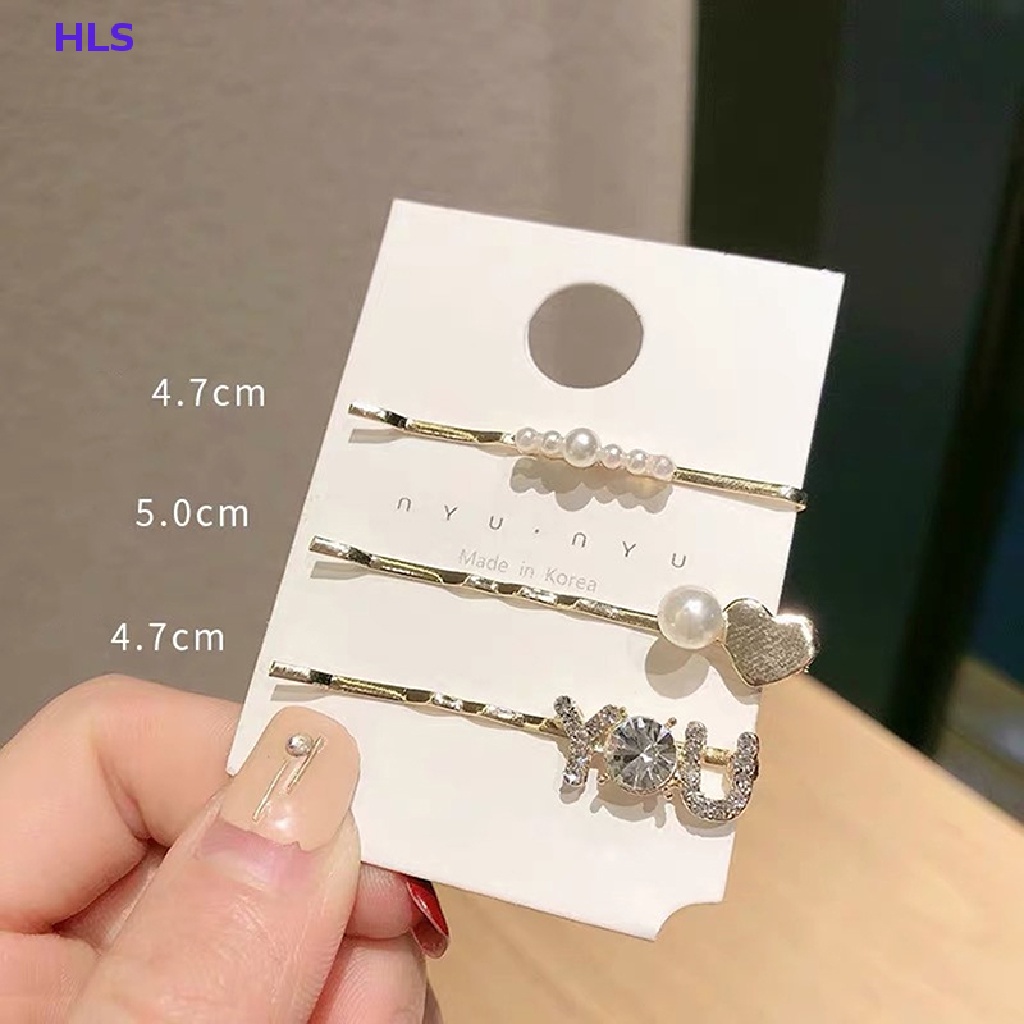 Set 3 Kẹp Tóc Đính Đá Phong Cách Hàn Quốc Cho Nữ