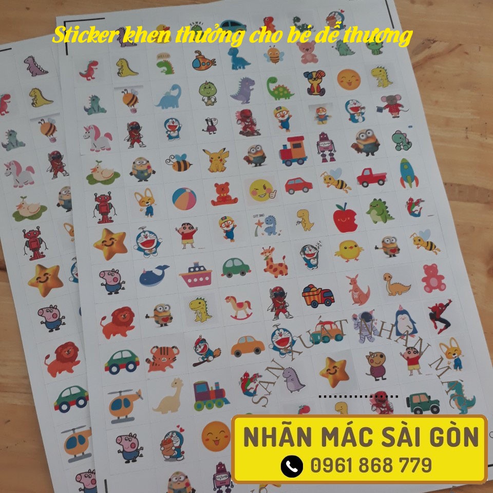 Sticker khen thưởng cho bé dễ thương 113miếng/tờ A4