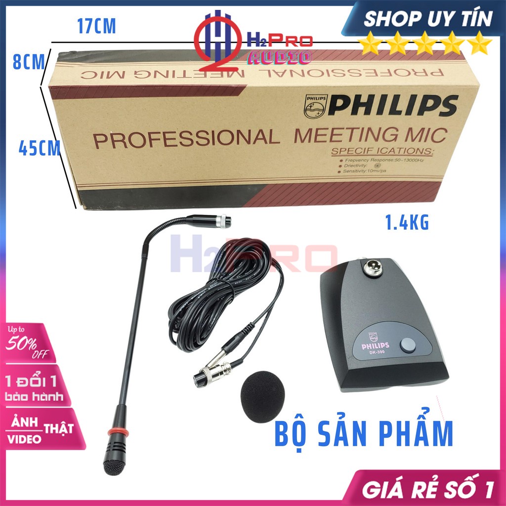 Micro Hội Nghị Cổ Ngỗng Dk-390 Hà Lan Cao Cấp Hút Mic-Chống Ồn-Giảm Hú, Micro Cổ Ngỗng Có Dây Dài 8M-H2Pro Tech