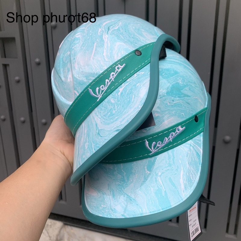 Nón bảo hiểm kết viền da vespa nhúng cacbon dành cho Nữ