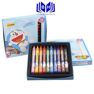 Sáp màu 10 màu doraemon cr-c04/do - hộp bút sáp 10 màu thiên long cr-c04/do