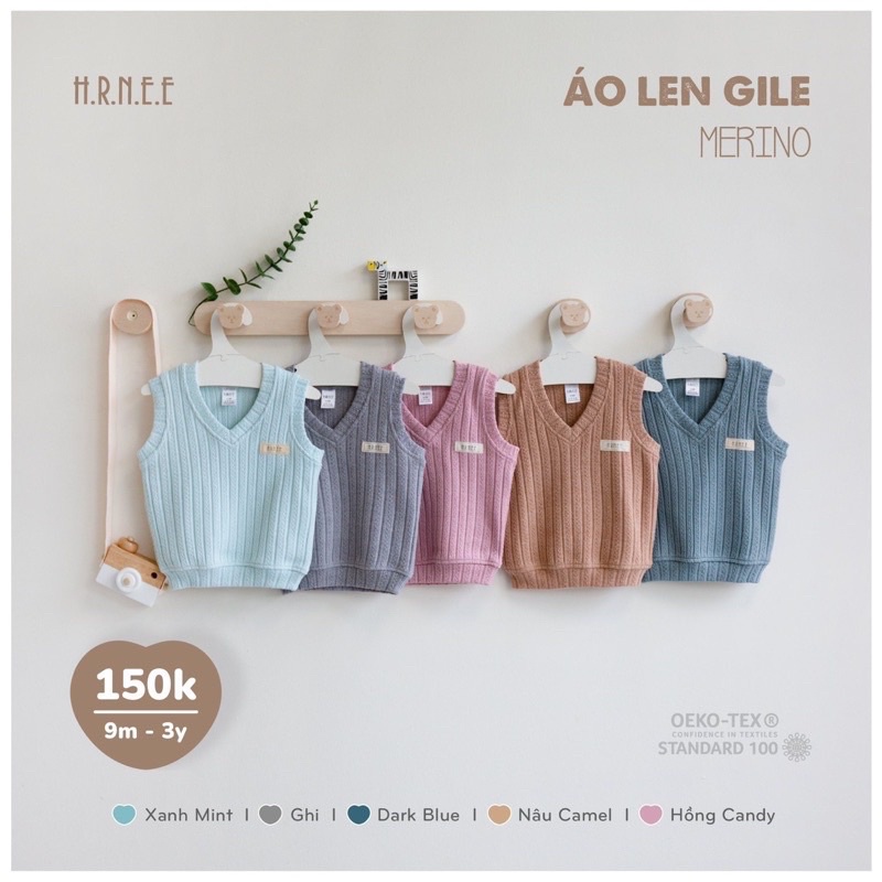 HRNEE -Áo gile len MERINO cho bé yêu