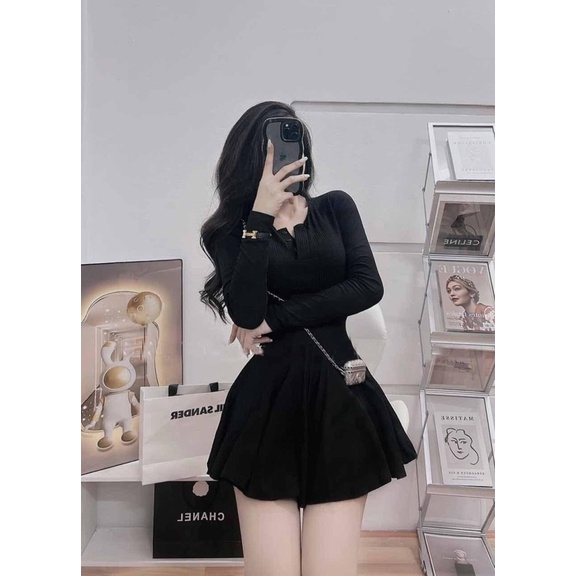 Đầm xoè tay dài siêu hot, đầm dáng chữ a dài tay chất len tăm siêu dãn D72 - 25 Store