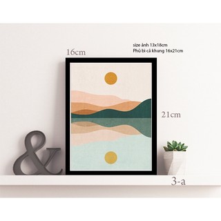 Khung ảnh trang trí hiện đại 13x18 tặng kèm hình, bản khung 2cm, chất liệu composite đính kèm ảnh thực tế.