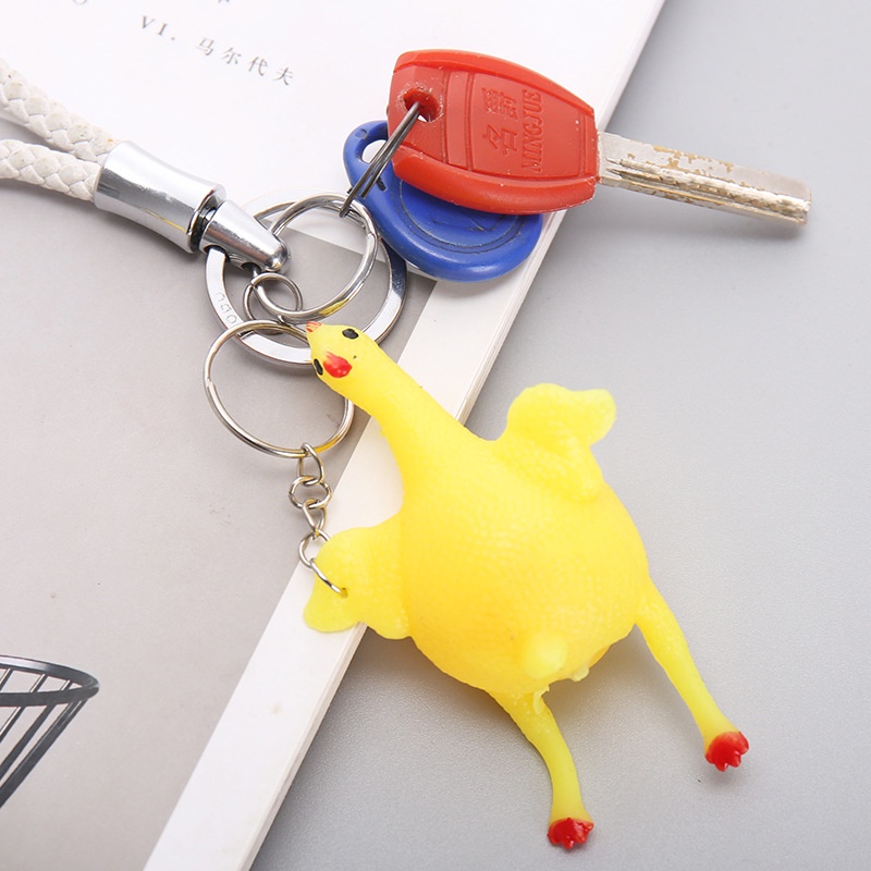 Móc khóa gà đẻ trứng,chơi được bóp giảm căng thẳng hình con gà đẻ trứng