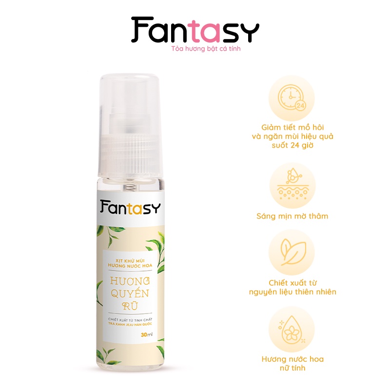 Xịt khử mùi hương nước hoa Fantasy giúp da sáng mịn, mờ thâm 30ml