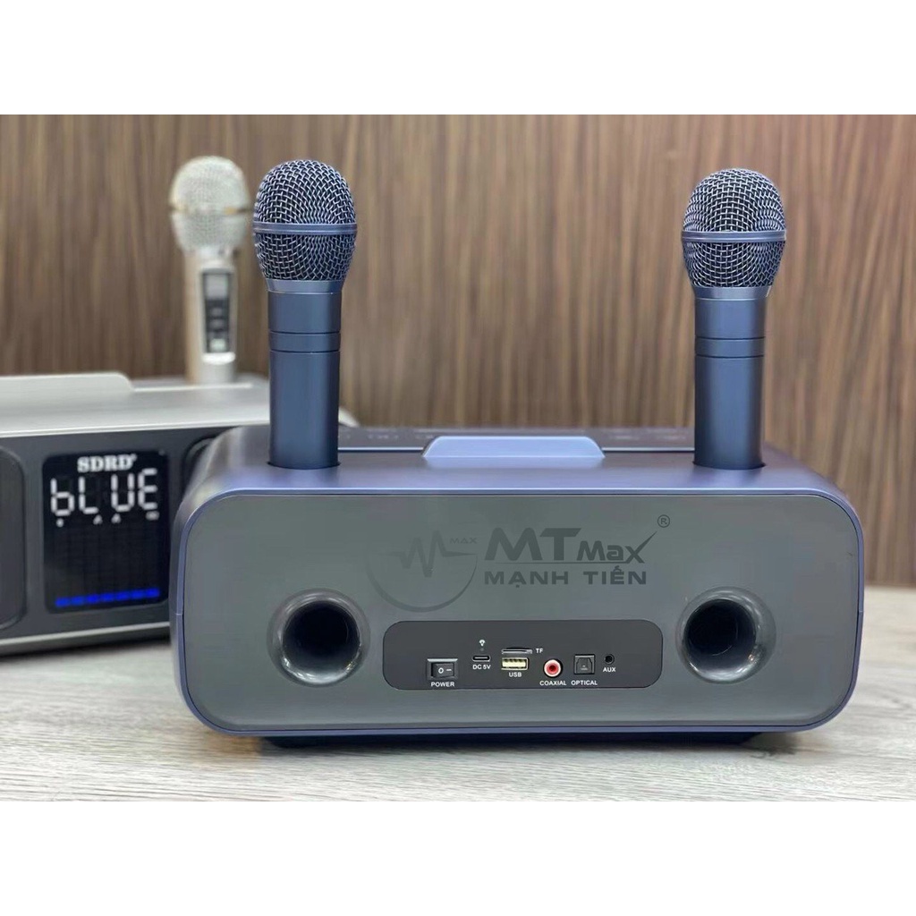Loa karaoke bluetooth SD318 âm thanh hay nhỏ gọn phiên bản cao cấp. Tặng kèm 2 micro không dây có màn hình LCD