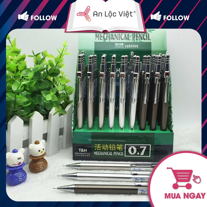 Set 2 cây Bút chì bấm cơ khí TH 1001 0.5mm - 0.7mm, thanh mảnh - nét đẹp
