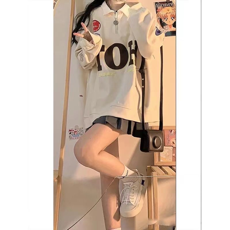 Jiashucheng Áo Nỉ Dài Tay Dáng Rộng Phong Cách Preppy Nhật Bản Thời Trang Mùa Thu Hàng Mới Dành Cho Bạn Nữ