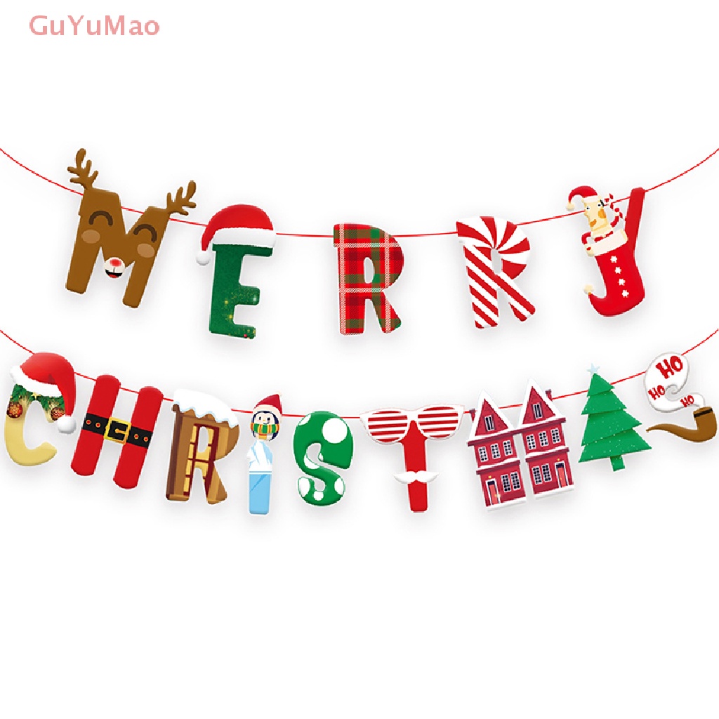 1 Dây Cờ Treo Trang Trí Giáng Sinh In Chữ Merry Christmas
